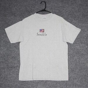 Vintage ARTFORMS Mens Seattle Graphic T Shirt Large Made USA‎ Striped Casual